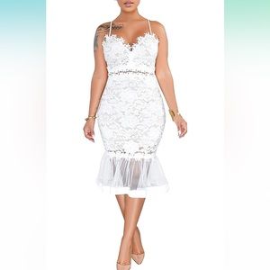 NWOT White Bodycon Pencil Mermaid Midi Dress